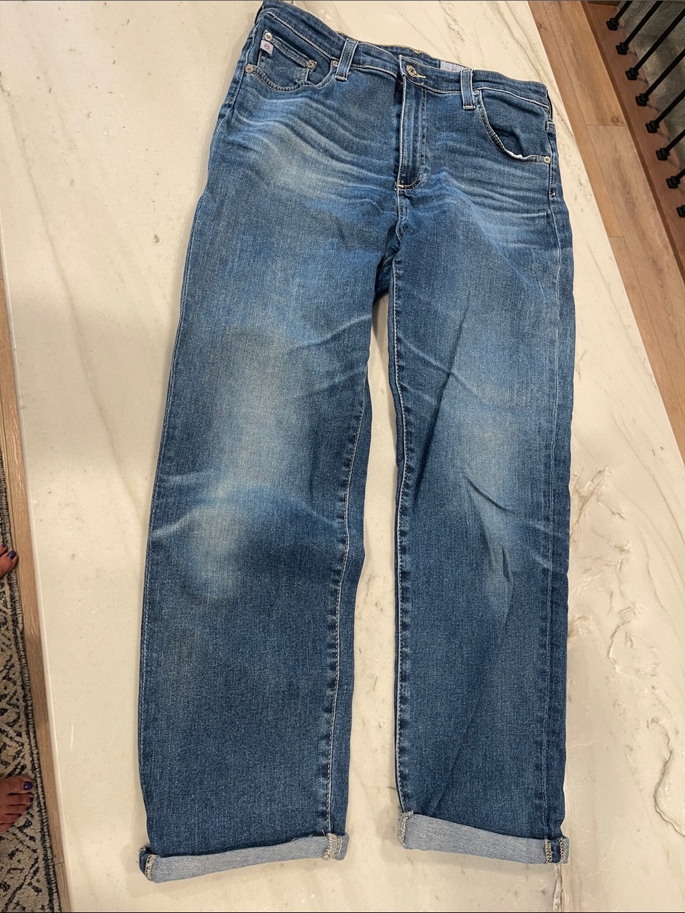 Ag Adriano Goldschmied Girlfriend Straight Blue Jeans